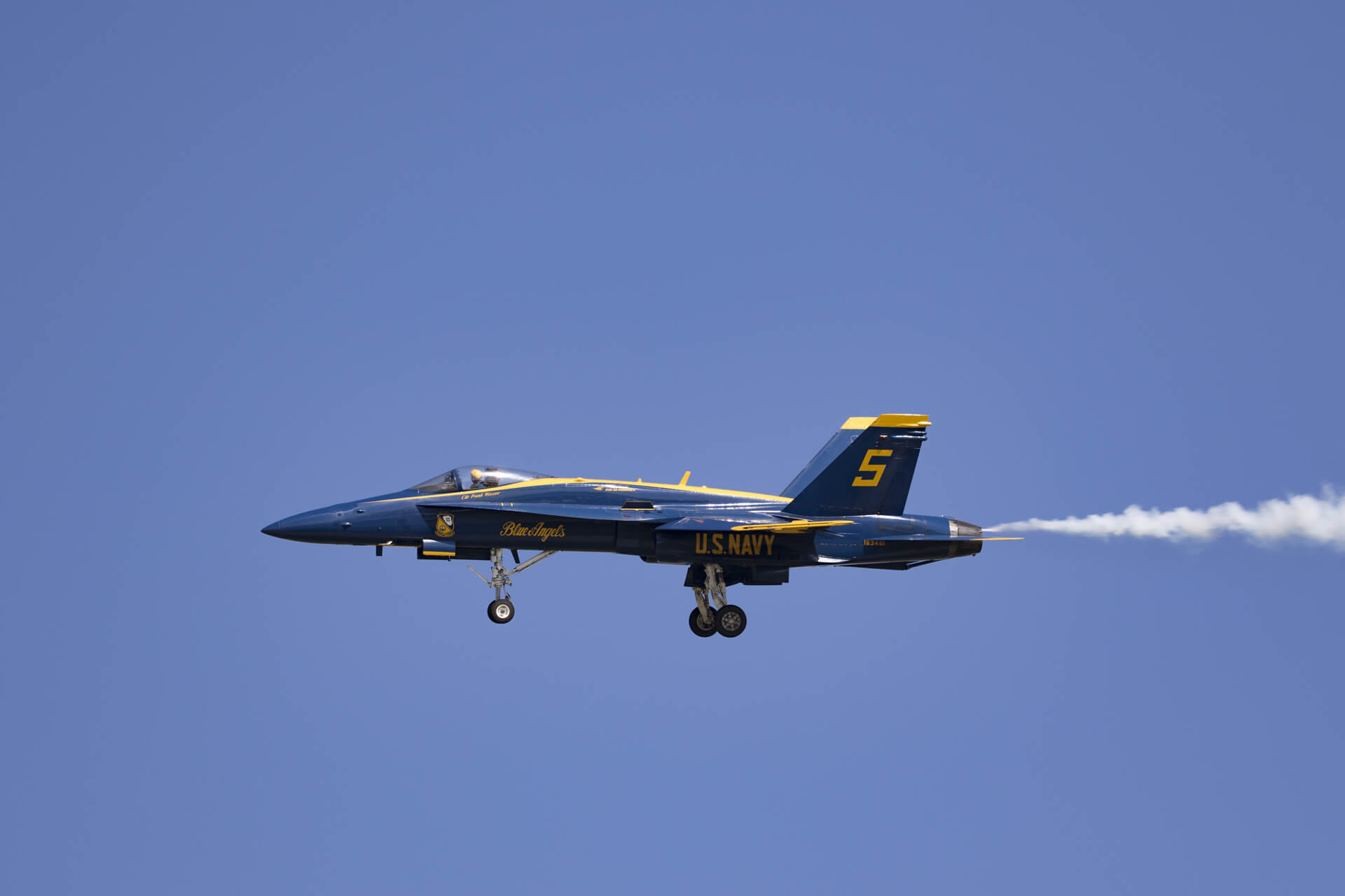 U.S. Navy Commander Frank Weisser piloting Blue Angel #5.