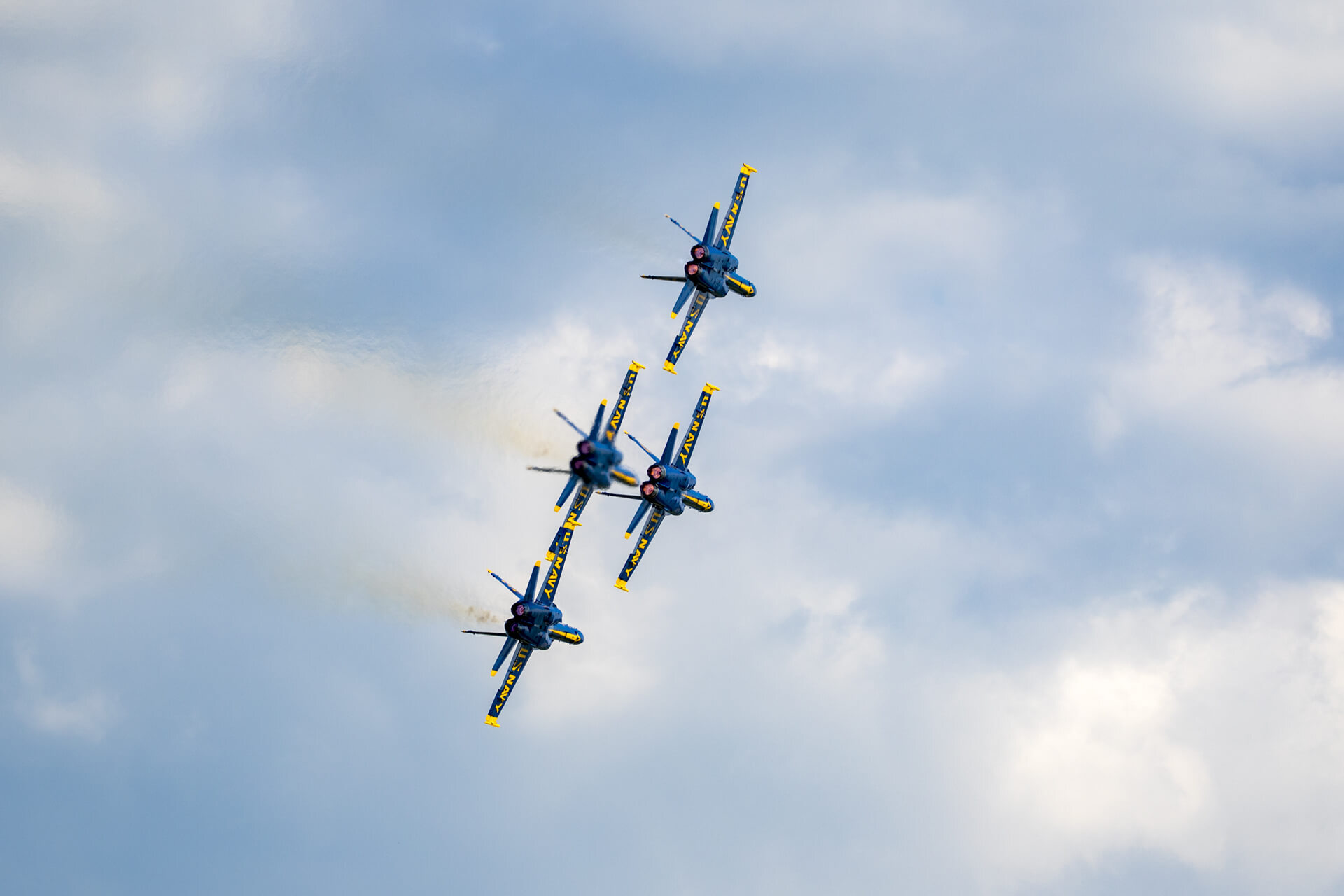 Afterburners of the Blue Angel F/A-18 Super Hornet.