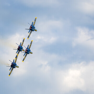 Afterburners of the Blue Angel F/A-18 Super Hornet.