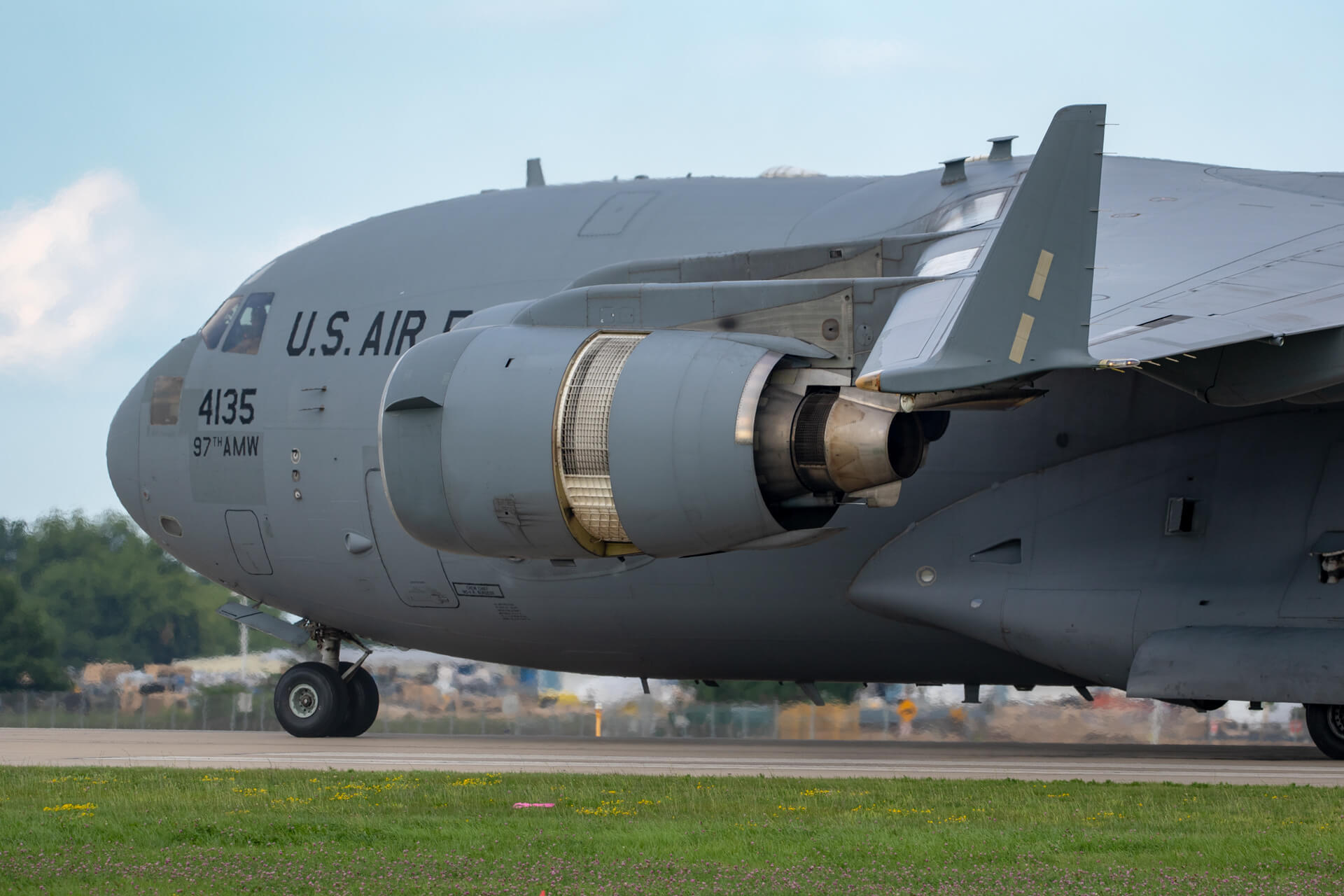 A 174ft long behemoth; Boeing C-17A Globemaster III, taxiing at EAA AirVenture.
