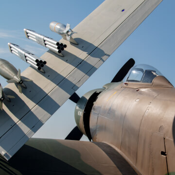 Although jet aircraft were dominating the skies, the Douglas A-1 Skyraider held it’s own and wasn’t retired until 1973.