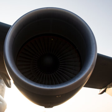 One of the four GE 72,000 lb of thrust engines on the Lockheed C-5 Super Galaxy.