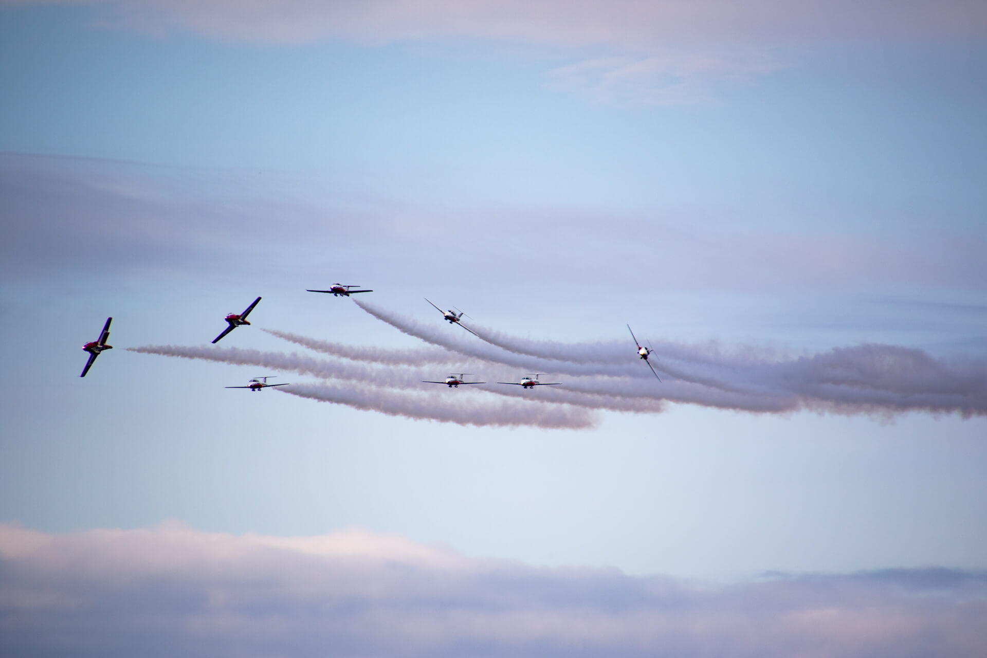 The Royal Canadian Air Force demonstration team shows off their skills.