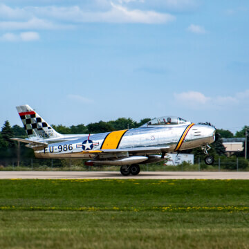 The F-86 Sabre, was Americas answer to the Russian MiG.